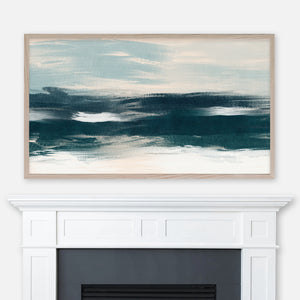 Roll With The Waves - Samsung Frame TV Art 4K - Digital Download - Teal Blue Abstract Coastal Ocean Landscape Painting