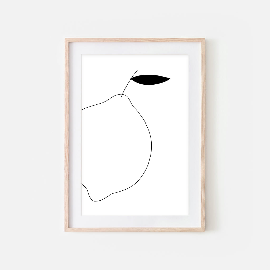 Lemon No. 1 Wall Art - Minimalist Fruit Line Drawing - Black and White Print, Poster or Printable Download