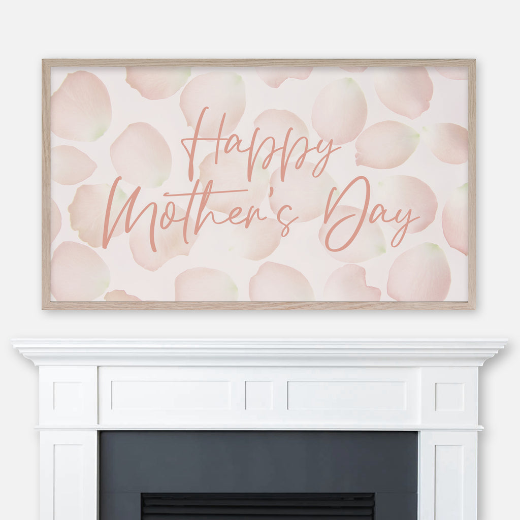 Happy Mother's Day - Samsung Frame TV Art 4K - Digital Download - Flower Petals Background - Blush Beige