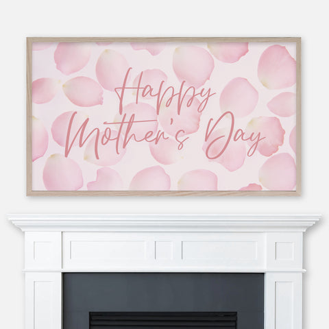 Happy Mother's Day - Samsung Frame TV Art 4K - Digital Download - Flower Petals Background - Pink