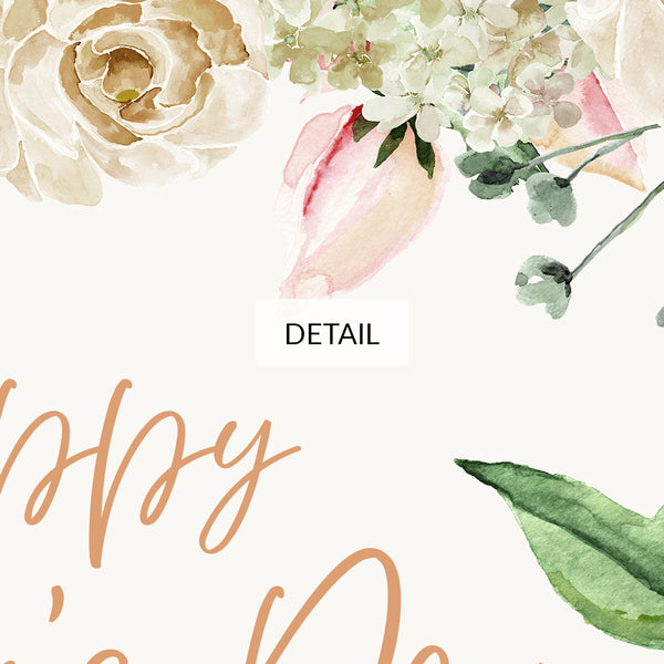 Happy Mother's Day - Samsung Frame TV Art 4K - Digital Download - Tan Beige Blush Neutral Watercolor Floral Frame Background