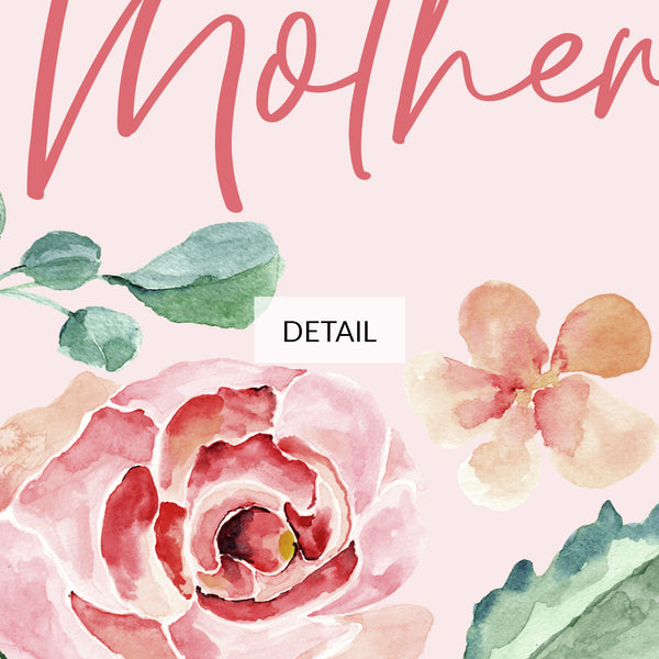 Happy Mother's Day - Samsung Frame TV Art 4K - Digital Download - Pink Watercolor Rose Floral Frame Background