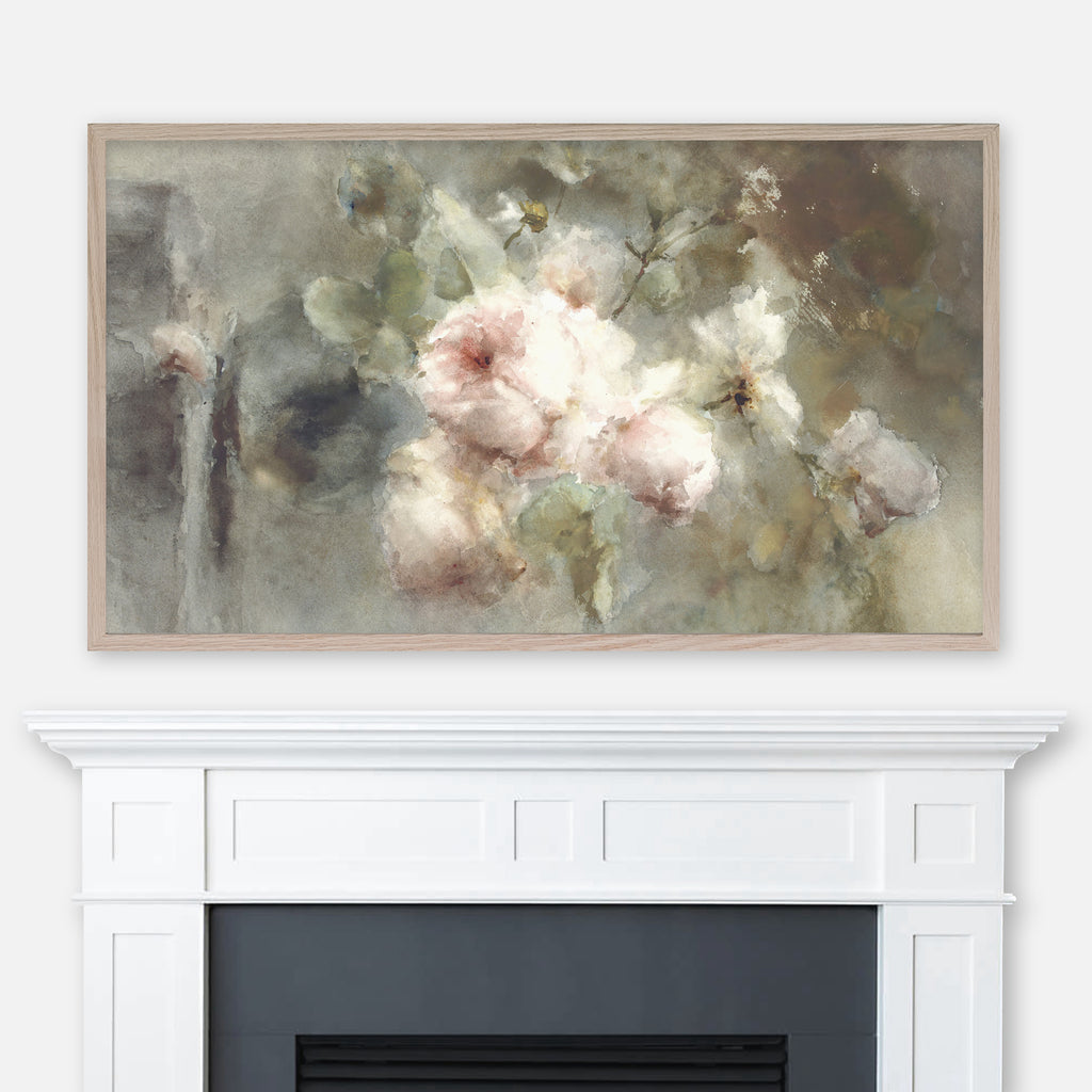 Margaretha Roosenboom Watercolor Painting - A Vase With Roses - Samsung Frame TV Art 4K - Floral Still Life - Digital Download