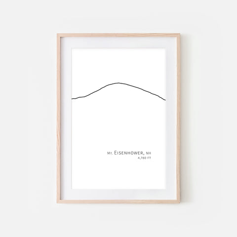 Mount Eisenhower New Hampshire NH USA White Mountains Wall Art Print - Minimalist Peak Summit Elevation Contour One Line Drawing - Abstract Landscape - Black and White Home Decor Climbing Hiking Decor - Large Small Shipped Paper Print or Poster - OR - Downloadable Art Print DIY Digital Printable Instant Download - By Happy Cat Prints