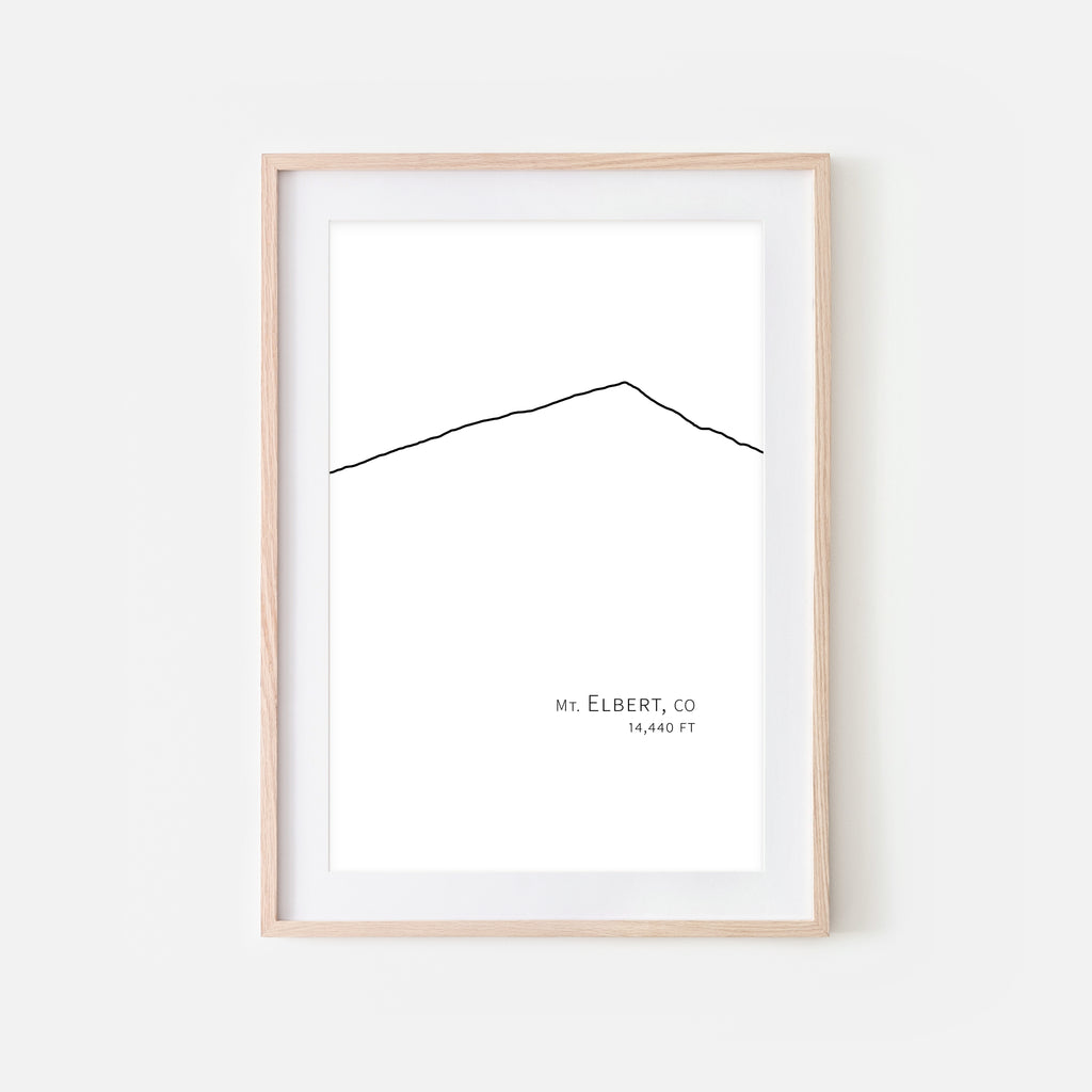 Mount Elbert Colorado CO USA Mountain Wall Art Print - Minimalist Peak Summit Elevation Contour One Line Drawing - Abstract Landscape - Black and White Home Decor Climbing Hiking Decor - Large Small Shipped Paper Print or Poster - OR - Downloadable Art Print DIY Digital Printable Instant Download - By Happy Cat Prints