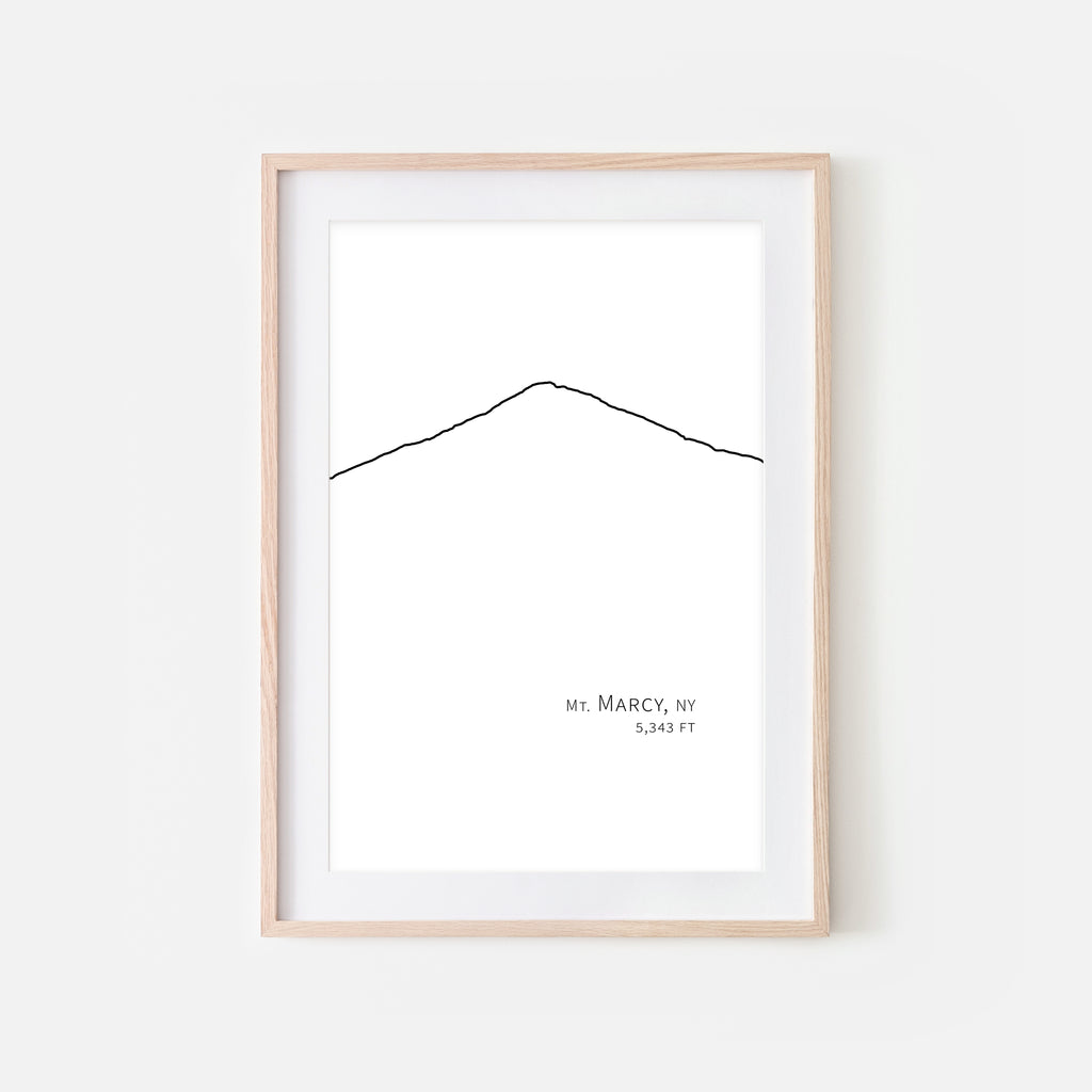 Mount Marcy High Peaks Adirondack Mountains New York NY USA Wall Art Print - Minimalist Peak Summit Elevation Contour One Line Drawing - Abstract Landscape - Black and White Home Decor Climbing Hiking Decor - Large Small Shipped Paper Print or Poster - OR - Downloadable Art Print DIY Digital Printable Instant Download - By Happy Cat Prints