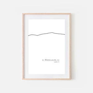 Mount Moosilauke New Hampshire NH USA White Mountains Wall Art Print - Minimalist Peak Summit Elevation Contour One Line Drawing - Abstract Landscape - Black and White Home Decor Climbing Hiking Decor - Large Small Shipped Paper Print or Poster - OR - Downloadable Art Print DIY Digital Printable Instant Download - By Happy Cat Prints