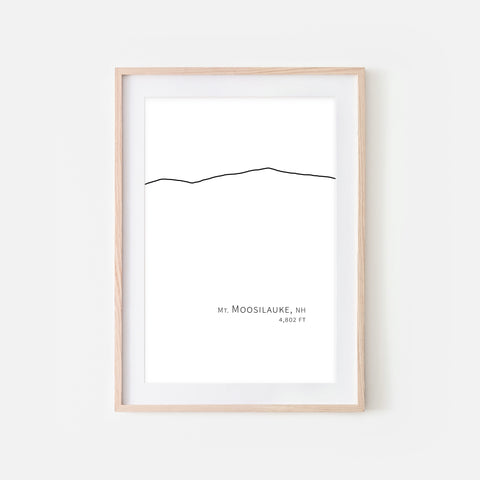 Mount Moosilauke New Hampshire NH USA White Mountains Wall Art Print - Minimalist Peak Summit Elevation Contour One Line Drawing - Abstract Landscape - Black and White Home Decor Climbing Hiking Decor - Large Small Shipped Paper Print or Poster - OR - Downloadable Art Print DIY Digital Printable Instant Download - By Happy Cat Prints