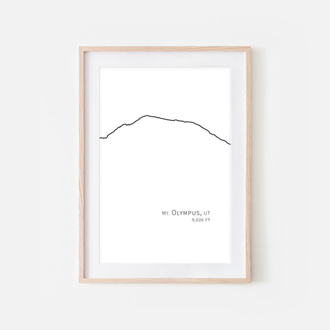 Mount Olympus Utah UT USA Mountain Wall Art Print - Minimalist Peak Summit Elevation Contour One Line Drawing - Abstract Landscape - Black and White Home Decor Climbing Hiking Decor - Large Small Shipped Paper Print or Poster - OR - Downloadable Art Print DIY Digital Printable Instant Download - By Happy Cat Prints