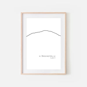 Mount Washington New Hampshire NH USA White Mountains Wall Art Print - Minimalist Peak Summit Elevation Contour One Line Drawing - Abstract Landscape - Black and White Home Decor Climbing Hiking Decor - Large Small Shipped Paper Print or Poster - OR - Downloadable Art Print DIY Digital Printable Instant Download - By Happy Cat Prints