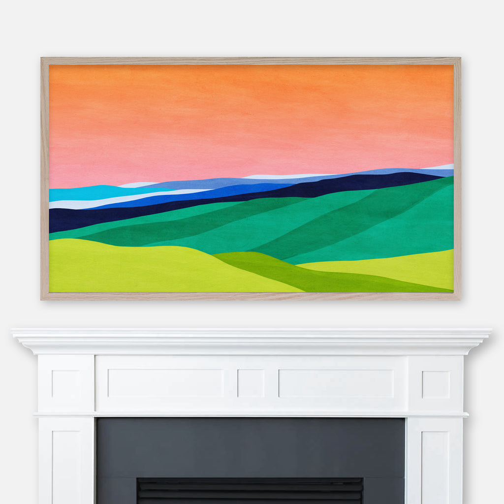 Colorful Mountains Abstract Landscape Painting - Samsung Frame TV Art - Digital Download