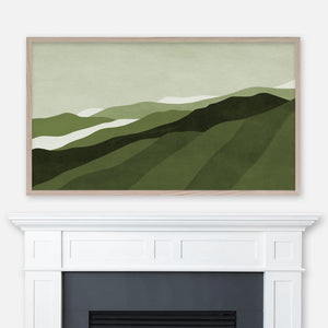 Green Mountains Abstract Landscape - Samsung Frame TV Art - Digital Download
