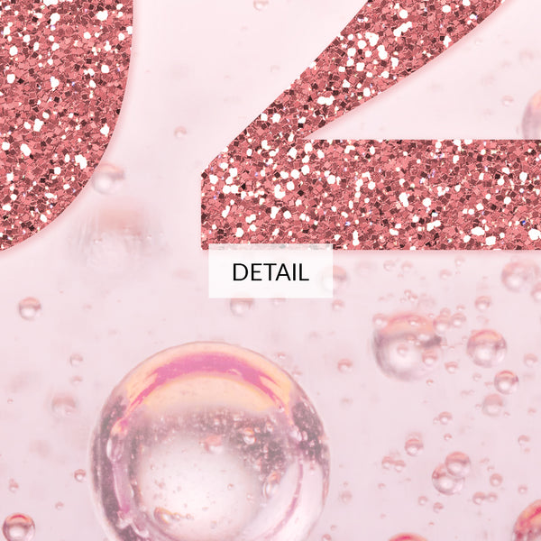 2023 Samsung Frame TV Art 4K - Happy New Year Decor - Pink Glitter Numbers on Champagne Bubbles Background - Digital Download