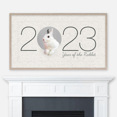 2023 Year of the Rabbit Samsung Frame TV Art 4K - Cute Chinese Horoscope New Year Decor - Digital Download