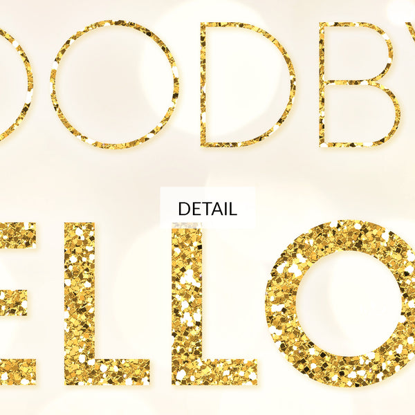 Goodbye 2022 Hello 2023 Samsung Frame TV Art 4K - New Year Decor - Gold Glitter Typography on Light Sparkles Background - Digital Download