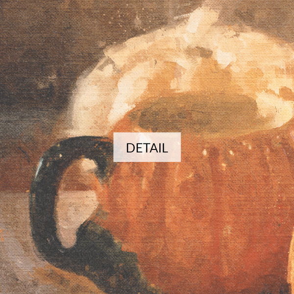 Painting of Pumpkins & Mugs with Fireplace - Samsung Frame TV Art 4K - Comforting Fall Halloween Thanksgiving Decor - Digital Download