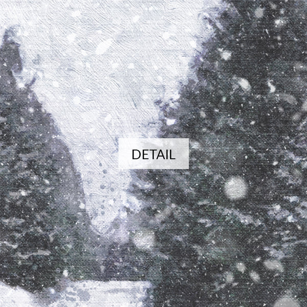 Snowing Pine Tree Forest Road - Samsung Frame TV Art 4K - Winter Landscape Painting - Digital Download