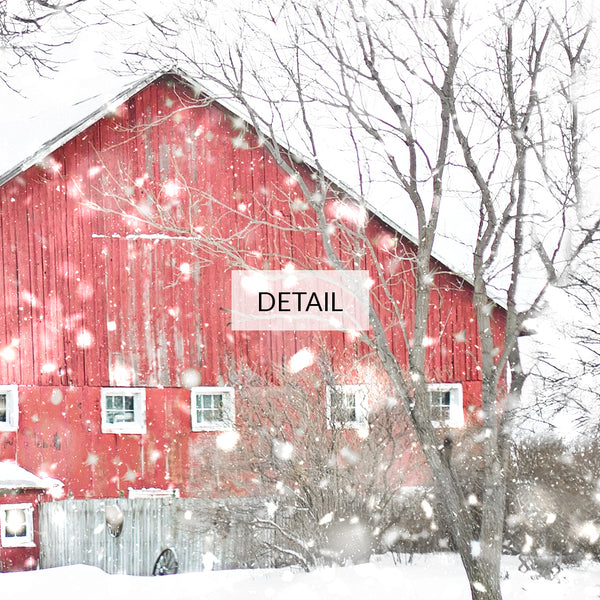 Winter Landscape Samsung Frame TV Art 4K - Snowy Red Farm Barn & Trees - Country Farmhouse Snowscape Photography - Digital Download