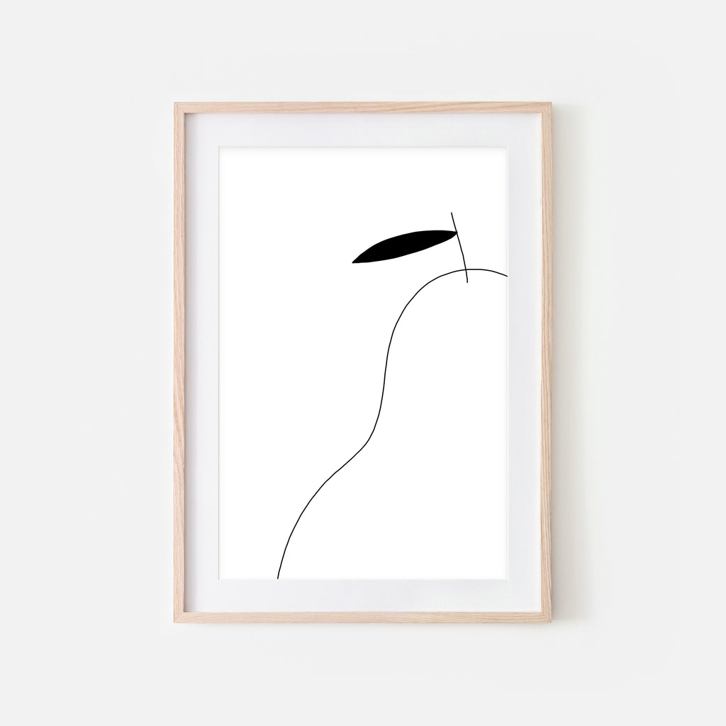 Pear No. 1 Wall Art - Minimalist Fruit Line Drawing - Black and White Print, Poster or Printable Download