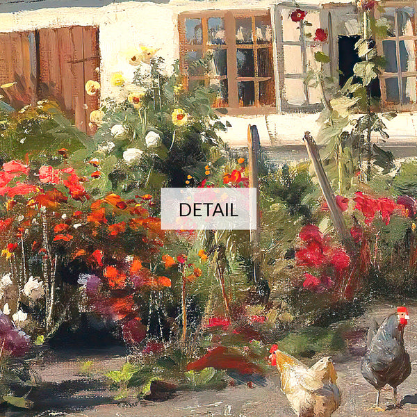 Peder Mørk Mønsted Landscape Painting - A Cottage Garden With Chickens - Samsung Frame TV Art - Digital Download