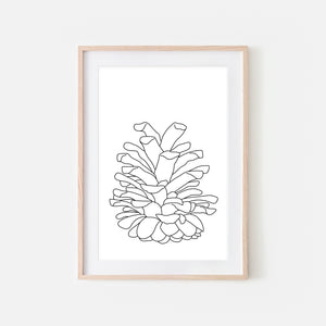 Pine Cone No. 1 Woodland Wall Art - Black and White Line Drawing - Print, Poster or Printable Download