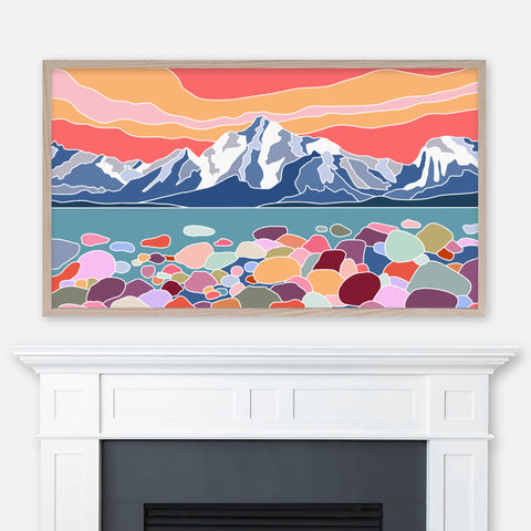 Sunset in Grand Teton National Park, Wyoming - Colorful Mountain Landscape - Samsung Frame TV Art - Digital Download