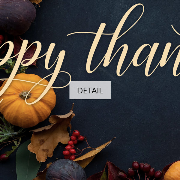 Happy Thanksgiving Samsung Frame TV Art 4K - Autumnal Wreath on Dark Blue Background - Digital Download