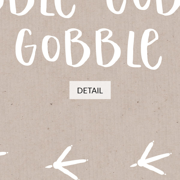 Funny Thanksgiving Samsung Frame TV Art 4K - Gobble Gobble Turkey Tracks - White on Beige - Digital Download