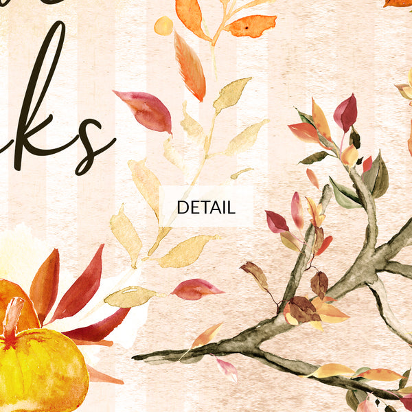Give Thanks - Thanksgiving Samsung Frame TV Art 4K - Pumpkins & Leaves Watercolor Wreath - Beige & Blush - Digital Download