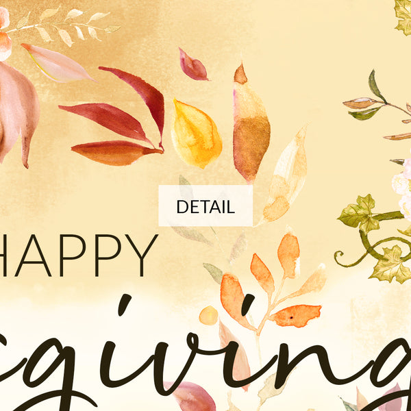 Happy Thanksgiving Samsung Frame TV Art 4K - Pumpkins & Leaves Watercolor Wreath - Tan & Olive - Digital Download