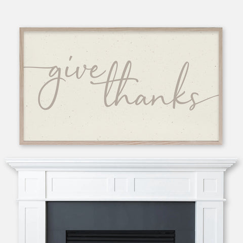 Give Thanks - Thanksgiving Samsung Frame TV Art 4K - Minimalist Classic Script Typography on Cream Paper Background - Digital Download