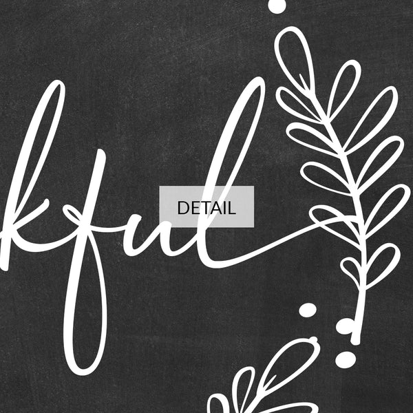 Thankful / Gather - Thanksgiving Samsung Frame TV Art 4K - White Script Typography & Leaf Wreath on Black Chalkboard - Digital Download