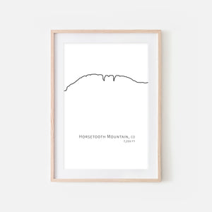 Horsetooth Rocky Mountains Colorado Wall Art Decor - Black and White Minimalist Line Drawing - Digital Downloadable Print