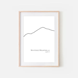 Whiteface Mountain Adirondacks NY Wall Art - Ski Decor - Black and White Minimalist Line Drawing - Digital Downloadable Print