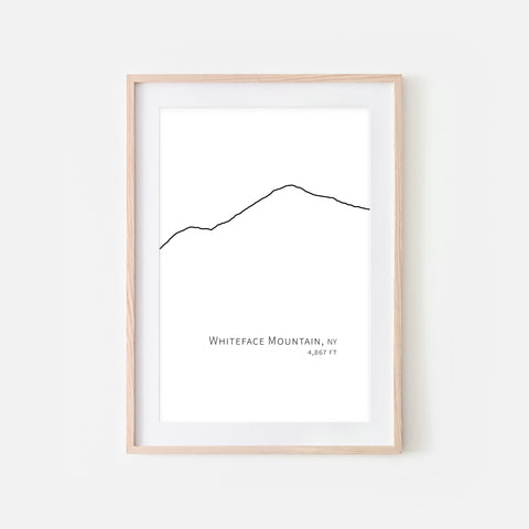Whiteface Mountain Adirondacks NY Wall Art - Ski Decor - Black and White Minimalist Line Drawing - Digital Downloadable Print