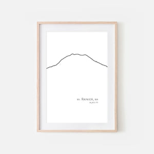 Mt Rainier Cascade Mountain WA Wall Art - Pacific Northwest Decor - Black and White Minimalist Digital Downloadable Print