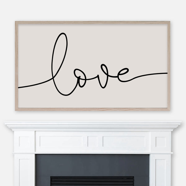 Love Samsung Frame TV Art 4K - Minimalist Black Script Typography on Beige Background - Valentine’s Day Decor - Digital Download
