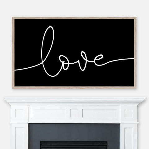 Love Samsung Frame TV Art 4K - Minimalist Handwritten Typography - Black & White - Valentine’s Day Decor - Digital Download