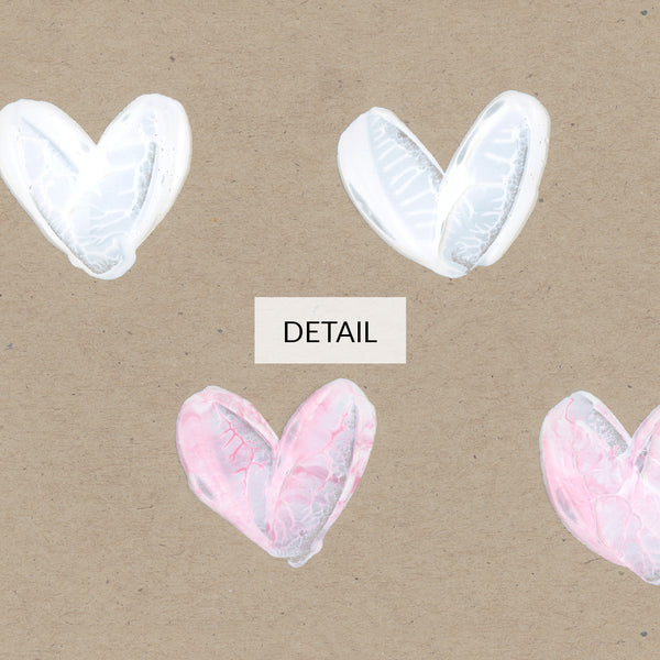 Palette Knife Heart Pattern - Valentine’s Day Samsung Frame TV Art 4K - Textured Painting - Beige Pink & White - Digital Download