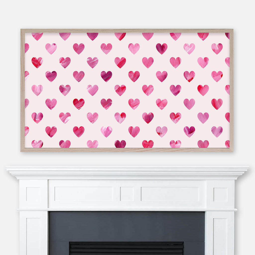 Valentine’s Day Samsung Frame TV Art 4K - Heart Pattern - Red Pink & Purple Abstract Painted Texture - Digital Download