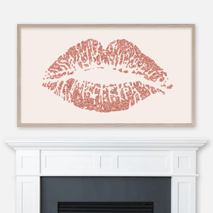 Rose Gold Glitter Lips Kiss - Valentine’s Day Samsung Frame TV Art 4K - Digital Download