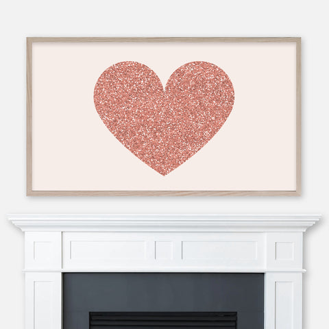 Rose Gold Glitter Large Heart - Valentine’s Day Samsung Frame TV Art 4K - Digital Download