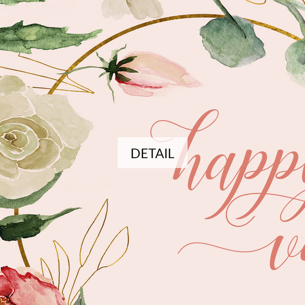 Happy Valentine’s Day Samsung Frame TV Art 4K - Watercolor Floral Wreath & Heart on Blush Pink Background - Digital Download