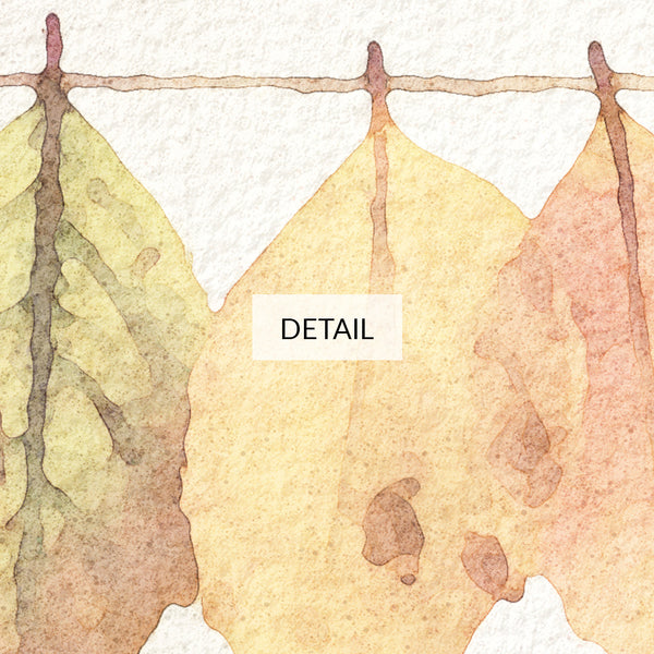 Autumn Leaves Hanging On Thread - Foliage Banner Watercolor Painting - Samsung Frame TV Art - Digital Download - Fall Nature Decor