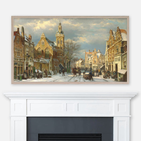 Willem Koekkoek Cityscape Painting - A Winter’s Day in a Sunlit Street - Samsung Frame TV Art 4K - Digital Download