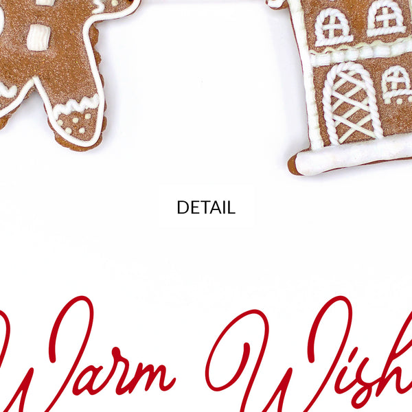 Warm Wishes Samsung Frame TV Art 4K - Typography Christmas Arrangement - Gingerbread Man & House Cookies Bunting Garland  - Digital Download
