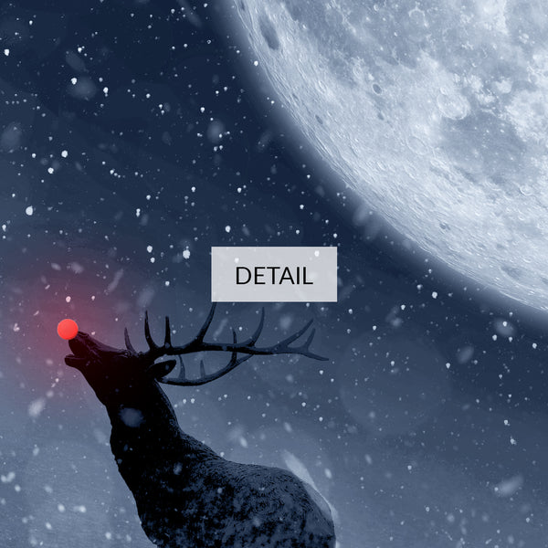 Christmas Samsung Frame TV Art 4K - Red-Nosed Reindeer & Full Moon - Digital Download