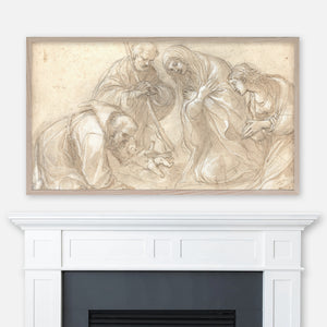 Ludovico Carracci Antique Drawing - The Nativity with Saints Francis and Agnes - Christmas Samsung Frame TV Art 4K - Digital Download