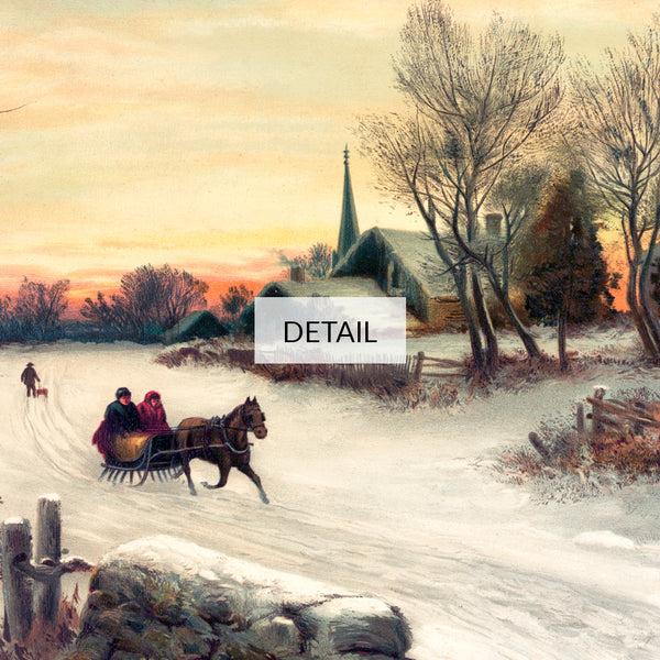 W. C. Bauer Painting - Christmas Morning - Samsung Frame TV Art - Digital Download - Vintage Landscape - Winter Village Scene - Holidays Decor